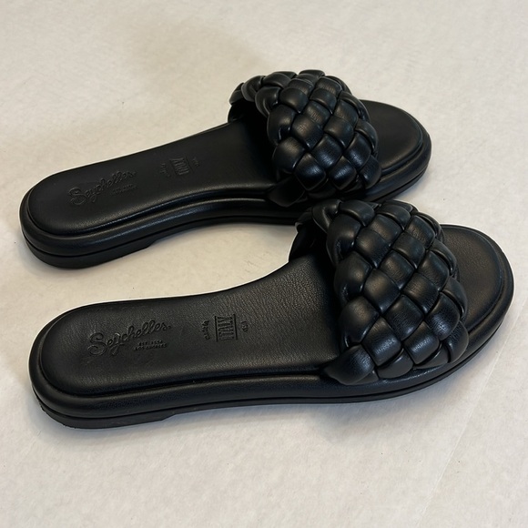 SEYCHELLES BRAIDED BELLISIMA SLIDE SANDALS IN BLACK SIZE 8 - Picture 4 of 13